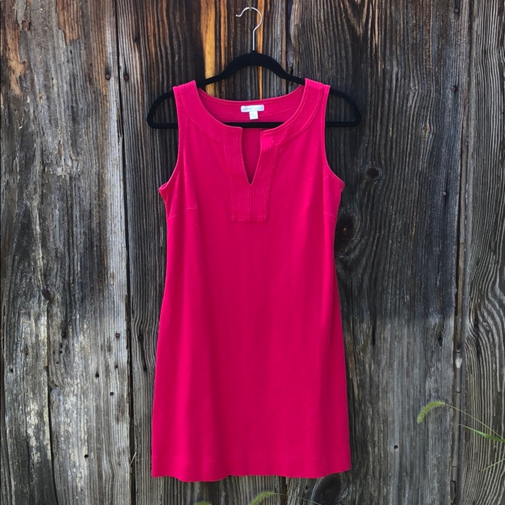 Pink sleeveless split neck dress